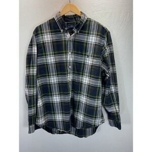 Ralph Lauren shirt mens XL plaid flannel button vintage preppy Tartan logo Polo